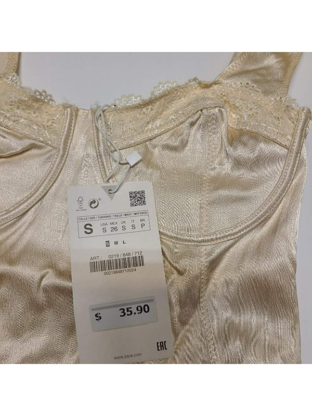 Zara Vintage Style Ivory Satin Corset Bodysuit Balletcore Size S - Picture 6 of 8